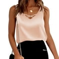 thumbnail image 2 of Fashion Clothing Womens Satin Tank Top Strap Basic Summer Vest Shirt Casual V Neck Sleeveless Blouses Burnout Workout Tops for Women Cute Tops Teens Compression Cropped Top Leather Corset Beige XXL, 2 of 4