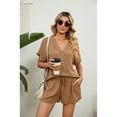 thumbnail image 5 of XCHQRTI Women 2024 Casual 2 Piece Outfits V Neck Tshirts High Waisted Shorts with Pockets, 5 of 7