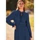 thumbnail image 5 of Vestido PRETTYGARDEN 2025 Midi con Lunares Suizos Plisado Azul Oscuro M, 5 of 8