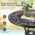 thumbnail image 6 of Costway 24" Round Cast Aluminum Table Patio Dining Bistro Table with 2 Inch Umbrella Hole, 6 of 10