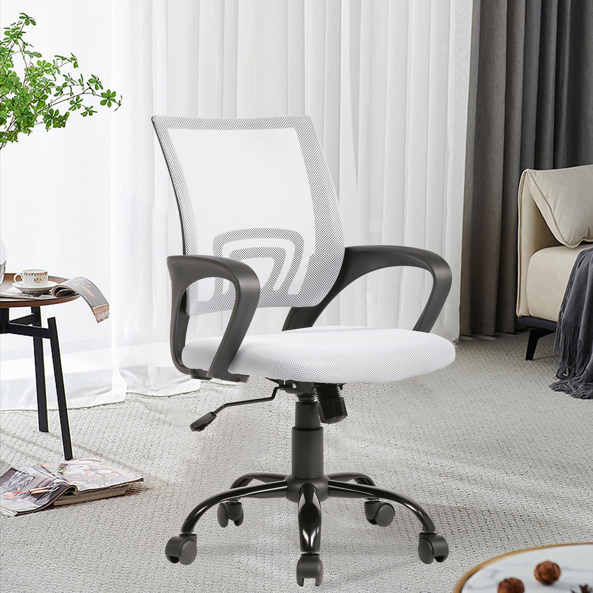 PayLessHere Ergonomic Office Chair, Lumbar Support, Swivel Rolling for Men, Women(White)