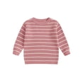 thumbnail image 2 of Mommy and Me Matching Outfits Sweater Stripe Long Sleeve Knitwear Crewneck Pullover Knit Tops, 2 of 10