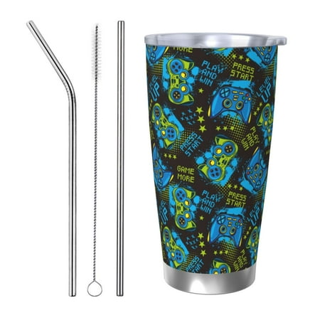 

Tideii Play Game for 20OZ Car Cup Stainless Steel Cold and Hot Cup with Lid Suitable for Outdoor and Home Unisex-Straw Three-piece Set