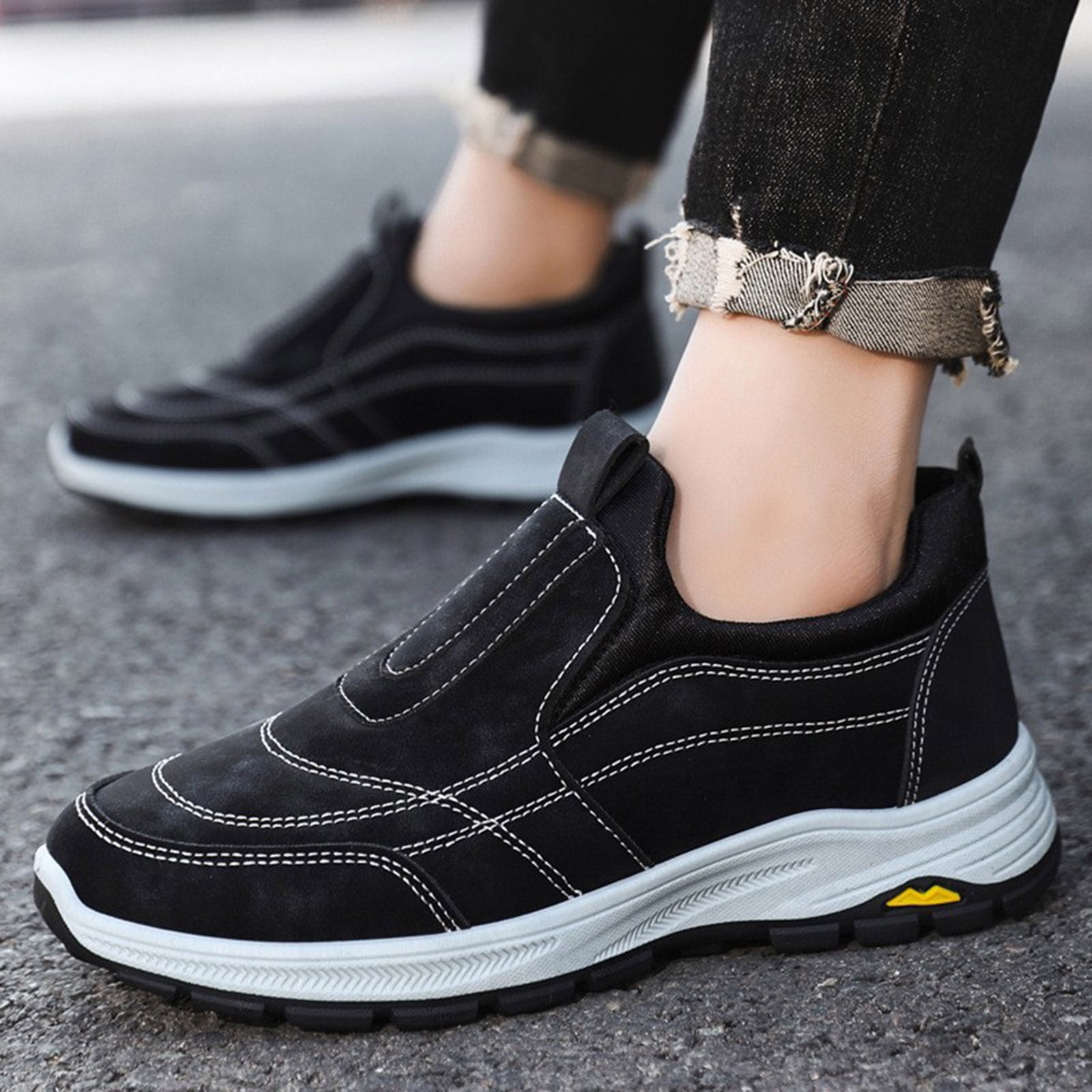 YLYL Men's Orthopedic Sneakers Slip on Wide Width Waterproof Non Slip Outdoor Hiking Walking Shoes
