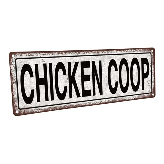 Chicken Coop 4"x12" Metal Sign, Wall Décor for Farm and Country