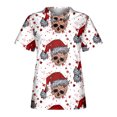 thumbnail image 1 of Mujeres con cuello en V Chriatmas Snow Printing Workout Pokets Uniformes de enfermera Blusa de manga corta Jerseys Top Fridja  gope4166, 1 of 4