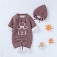 thumbnail image 2 of Onesies Boy Baby Cotton Leisure Romper Long Sleeve Jumpsuit With Hat Onesies Coffee 12 Months-18 Months, 2 of 7