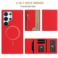thumbnail image 4 of ELEHOLD Case for Samsung Galaxy S25 Ultra, 2-in-1 Detachable Magnetic Zipper Leather Wallet Case with Card Holder, RFID Blocking Folio Flip Cover,Red, 4 of 5