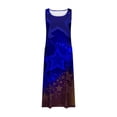 thumbnail image 4 of WREESH Women's Fashion Long Dress Sleeveless Round Neck Printed Scoop Neck 4th of July Outfits Blue, 4 of 5
