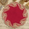 thumbnail image 2 of Gold Lace Burgundy Doilies Set of 4 - Round Placemats European Embroidery for Fall Autumn Thanksgiving Season Dining Table Home Decor Wedding - 15 inches - The Anyce Collection, 2 of 7