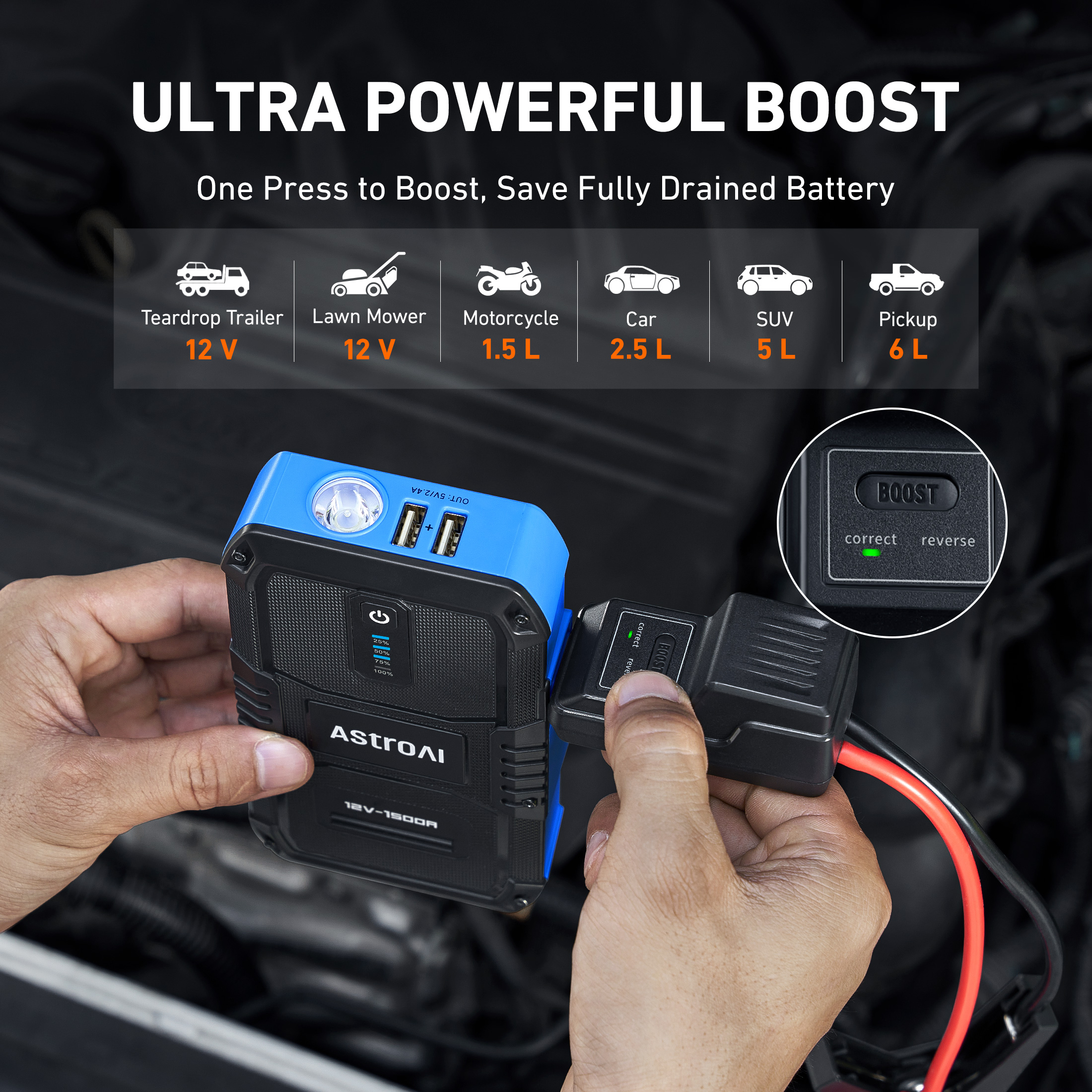 AstroAI V8 Jump Starter Box, 1500A Peak Current photo 8