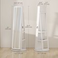 thumbnail image 3 of HOMCOM Jewelry Cabinet with Mirror, LED Jewelry Armoire, White, 3 of 10