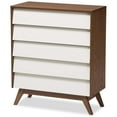 thumbnail image 1 of Baxton Studio Commode à 5 Tiroirs Hildon en Blanc et Brun Noyer, 1 of 7
