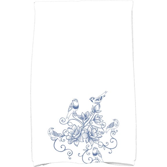 Simply Daisy 18" x 30" Five Little Birds Floral Print Kitchen Towel