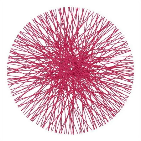 

SARO 15 in. Round Paper Placemats with Fuchsia Straw Design - Set of 4