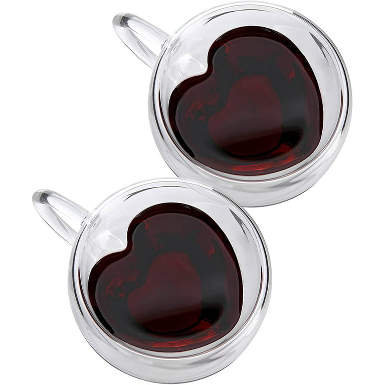 Double Walled Glass Cup Heart Shape Glass Insulated Cup Espresso Coffee Cup  Coffee Mug Teacup Latte Cup Transparent Glass cup