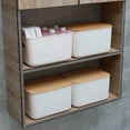 thumbnail image 3 of Stackable Storage Bin with Bamboo Lids 4 Packs White 10" x 7" x 6", 3 of 7