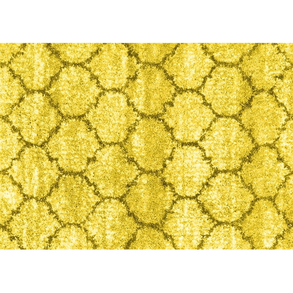 Ahgly Company Machine Washable Indoor Rectangle Trellis Yellow Modern Area Rugs, 2' x 5'