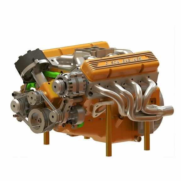 BESTSKY V8 Engine 44CC 1/6 Scale Water-Cooled 4-Stroke Gasoline Engine Model Kit Functional 8-Cylinder Small-Block Internal Combustion Engine