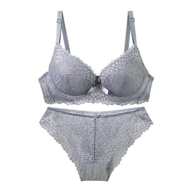 HongQid Womens Wired Bras Matching Bra And Panty Set Comfortable Push Up Bra Underwire Bra Full Support Lift Bralette Everyday Seamless Bras