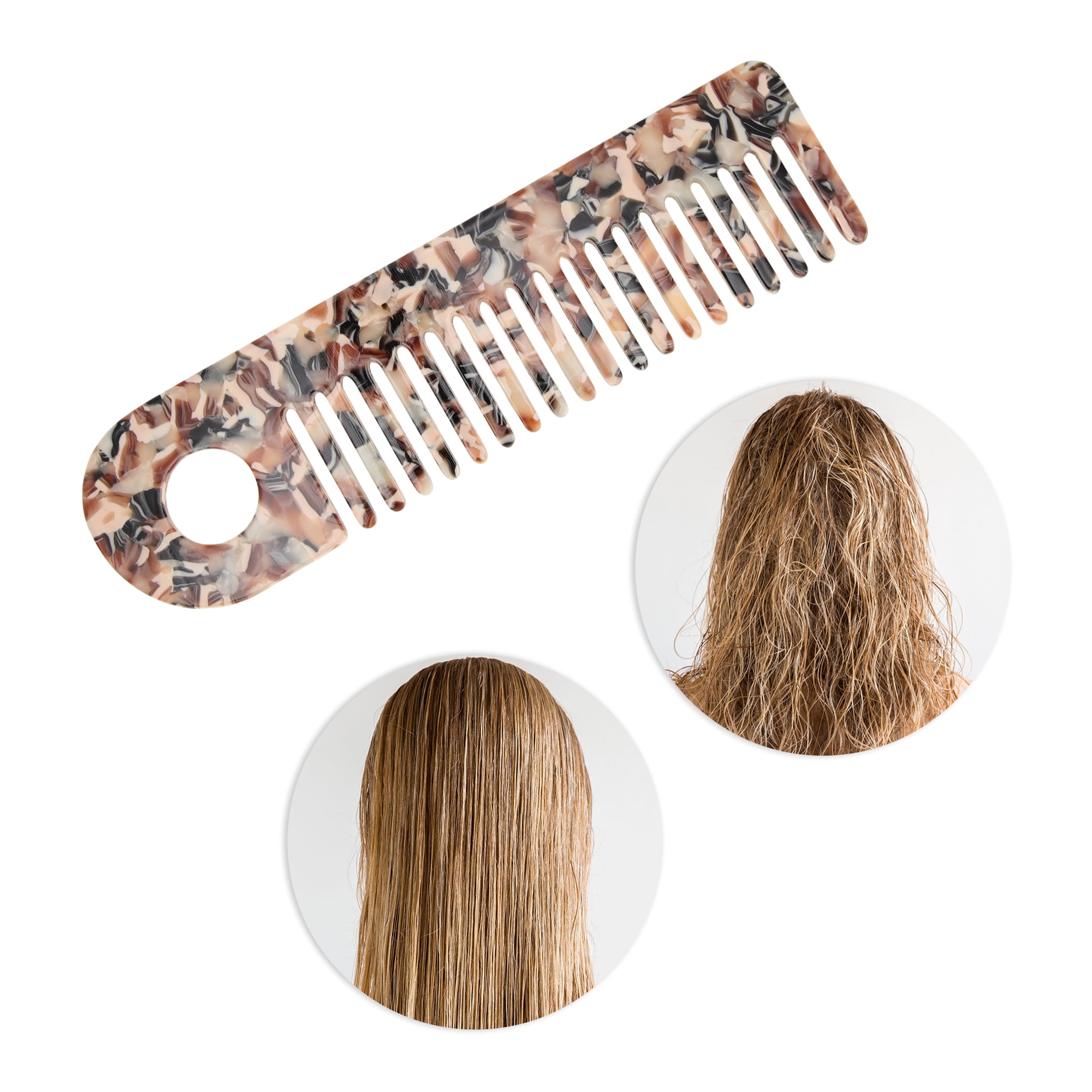 Unique Bargains 1 Pc Exquisite Marble Pattern Hair Comb for All Hair Types Black, Brown
