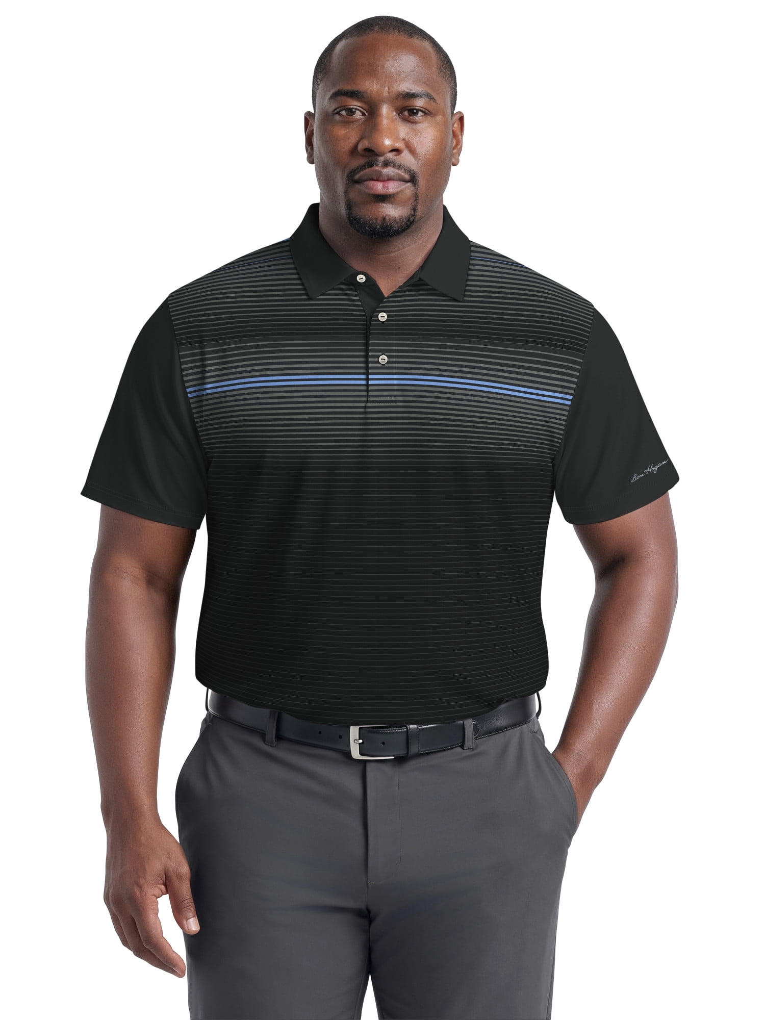 Ben Hogan Performance Men's & Big Men's Fading Stripe Front Panel Short Sleeve Golf Polo Shirt, Sizes S-4XLT