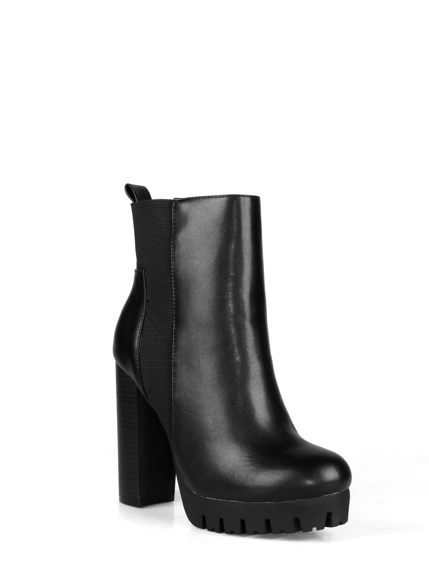 black platform booties chunky heel