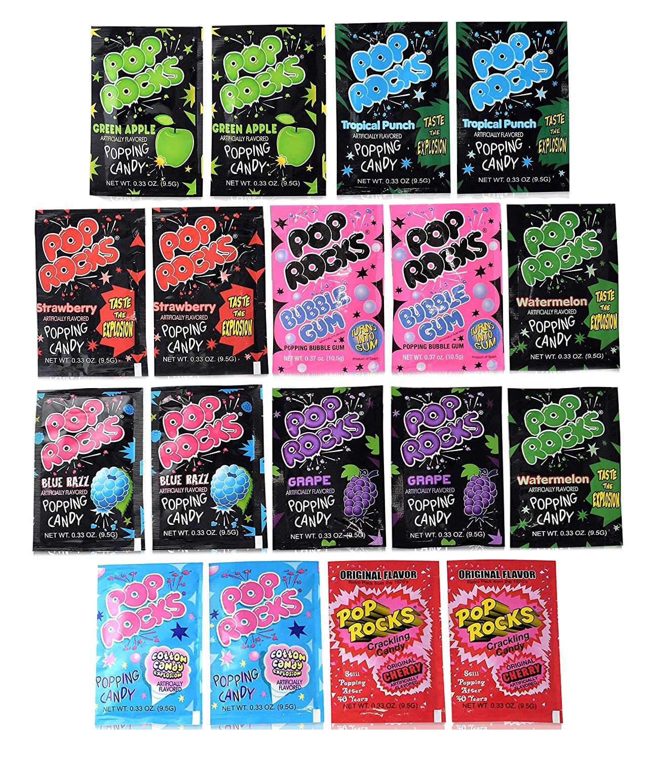Mix Candy Pack (9 Flavor), Bulk Candy Bag, Total 18 Count Pop Rocks of