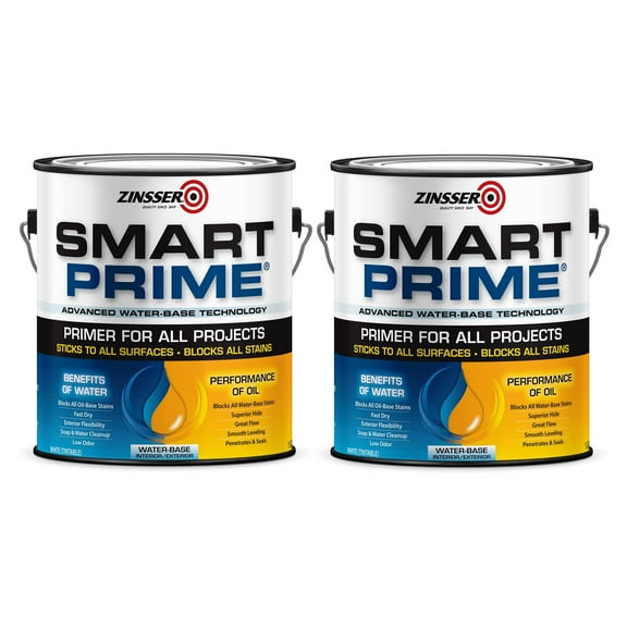 Rust-Oleum Smart Prime Water-Base Universal Primer - Low Odor - 2 Pack, Gallon, White