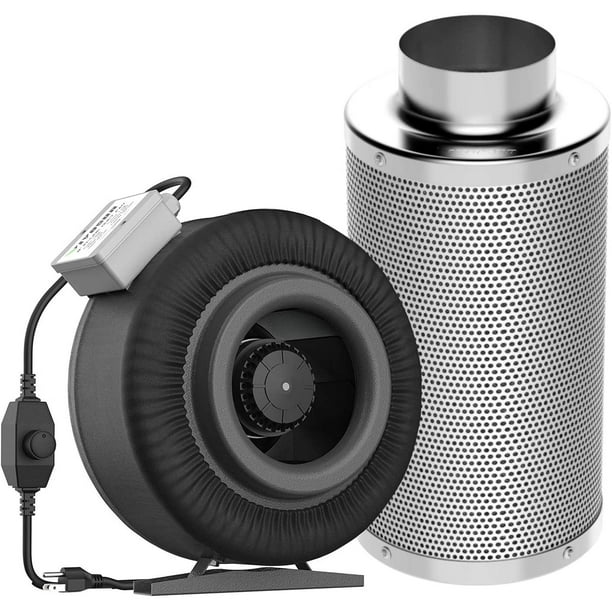 VIVOSUN 8In 740CFM Charcoal Inline Duct Fan with 8"x22"Carbon Filter