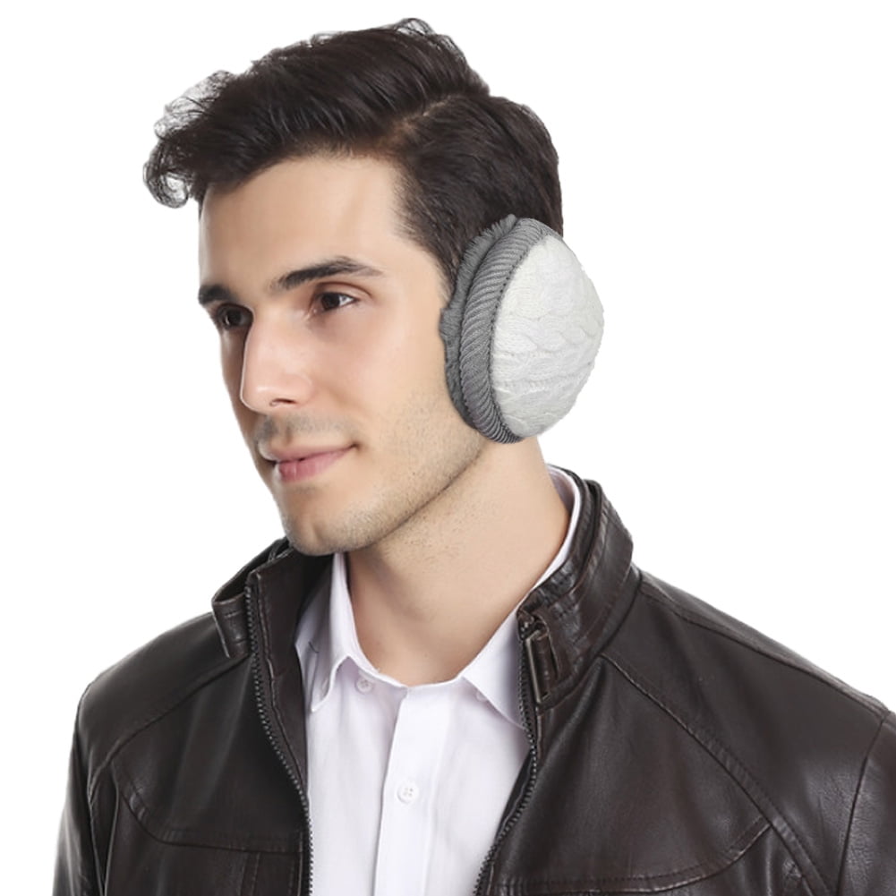 Unisex Ear Muffs PU Leather Ear Warmers Foldable Earmuffs for Winter 