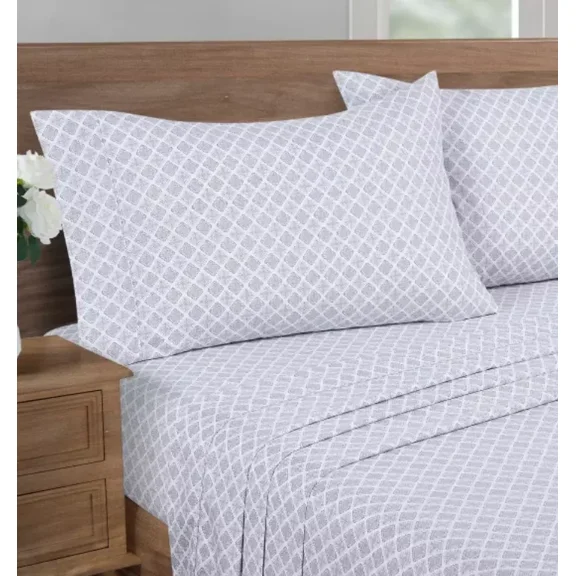 Huba Homes South Point Home Fashions Twin 4 Piece Sheet Set Stamp Medallion Grey
