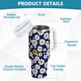 thumbnail image 2 of Yayeee 30oz Stainless Steel Tumbler with Straw and Handle Double-Wall Insulated Travel Water Bottle, Retro Daisy Pattern, 2 of 8