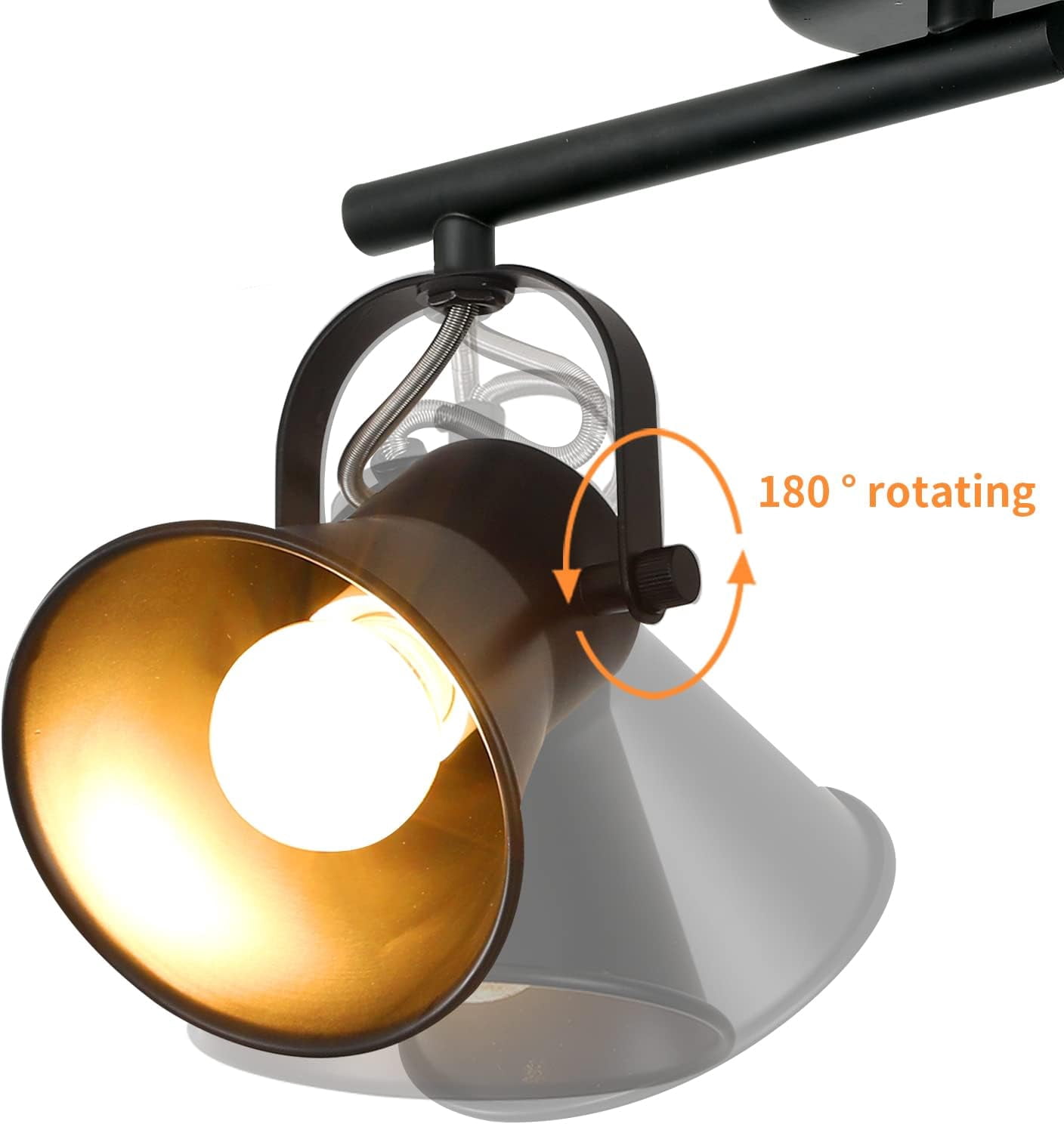 KEESFU 5-Light Industrial Track Lighting Kit, Black Directional Ceiling Mount Spotlight Fixture for Kitchen, Living Room, and Dining Area