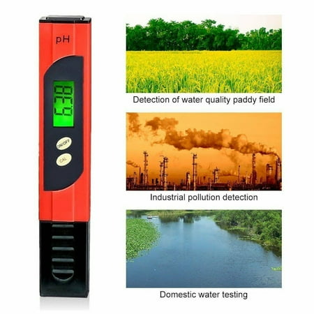 Pocket Size dig ital LCD PH Meter / PH Tester / Mini Water Quality Tester for Household Drinking Water, Hydroponics, Aquariums, Swimming Pools, PH 0-14.0 Measuring Range