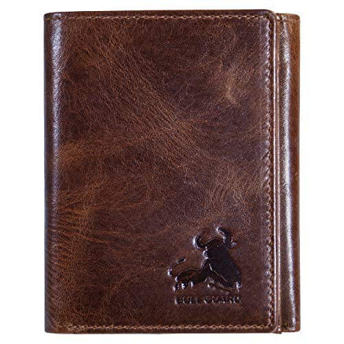 Bull Guard Best Leather Men's RFID Trifold Wallet With ID Great Outdoor Wallet