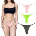thumbnail image 1 of Strings en Coton pour Femmes Sexy Sans Couture g-String Culottes Lot de 3, 1 of 8