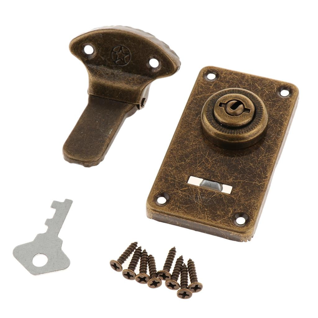 1Pcs Vintage Padlock Hasp Hook Bronze Iron Jewelry Trunk Box Shackle Lock  For Home Cabinet Cupboard Dresser Chest 