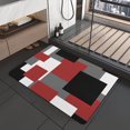 thumbnail image 1 of Red Black and White Grey Bath Mat 20"x32" Non Slip Quick Dry Super Water Absorbent Modern Bathroom Rug Washable Luxury Red Thin Bathroom Rugs Fit Under Door, 1 of 6