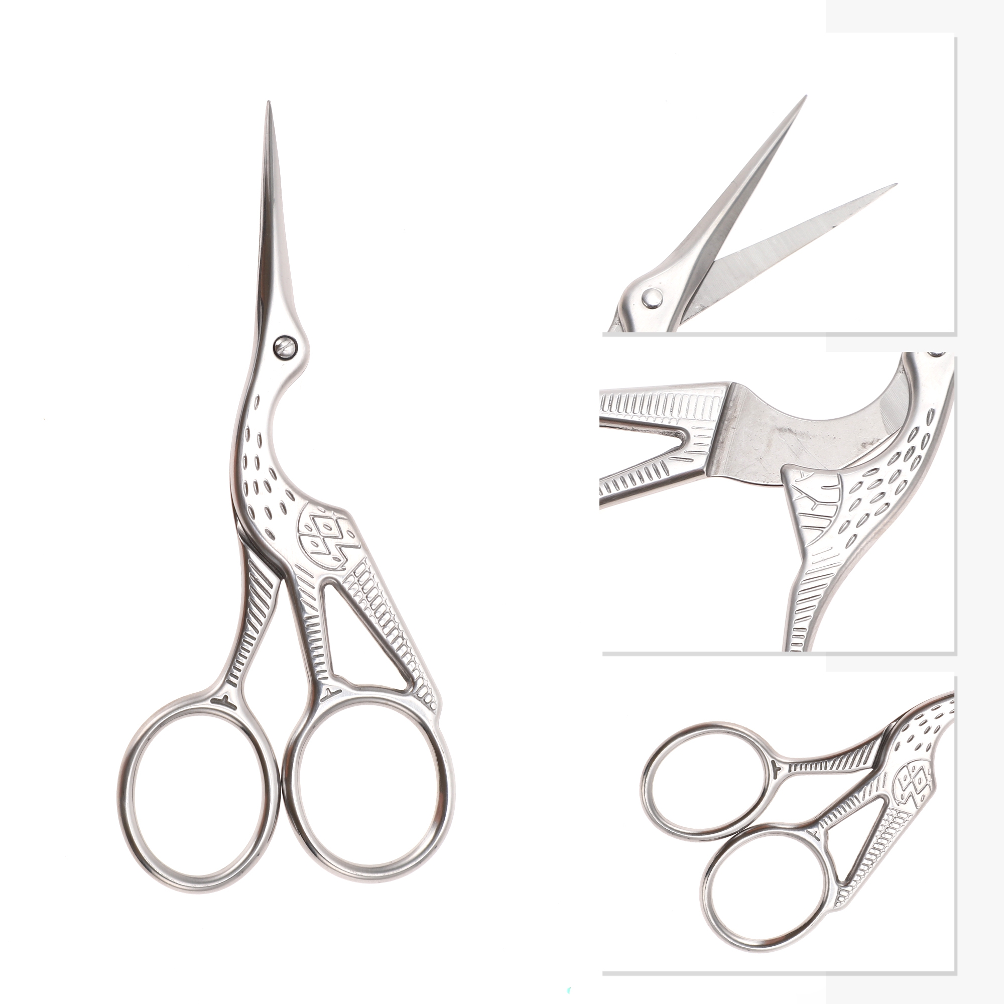 Unique Bargains 1 Pc Big Crane Scissors Facial Hair Parlor Silver Tone