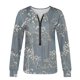 thumbnail image 5 of Tops de manga larga para mujer Cremallera Cuello en V Suéter con estampado floral Sudadera de gran tamaño Blusas tipo túnica de ajuste holgado para mujer Pompotops  FGAJ12185, 5 of 5