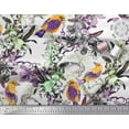 thumbnail image 2 of Soimoi Purple Cotton Duck Fabric Leaves,Floral & American Robin Bird Decor Fabric Printed BTY 42 Inch Wide, 2 of 3