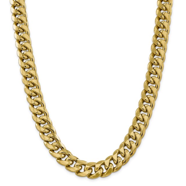 14k Yellow Gold 24 Inch 15mm Miami Cuban Chain Necklace Pendant Charm Curb