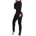 thumbnail image 3 of Sexy Pyjama Women's Jumpsuit Suit Button-down Front Back Butt Bum open Ass Flap Jumpsuit Loungewear Christmas Print Buttoned NEW, 3 of 4