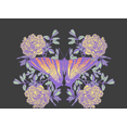 thumbnail image 2 of Vintage Floral Gradient Butterfly Adult Charcoal Crew Neck Short Sleeve Tee-XL, 2 of 4