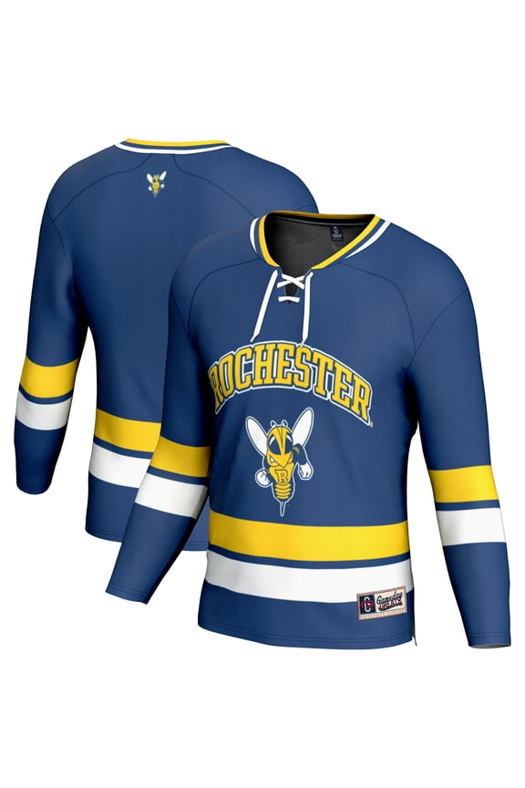 Men's GameDay Greats Blue Rochester Yellow Jackets Hockey Jersey