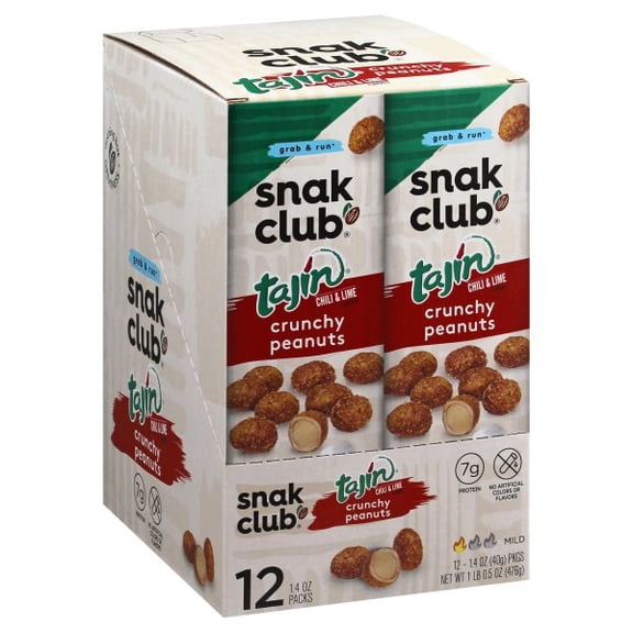 Snak Club Tajin Chili & Lime Seasoned Crunchy Peanuts (12 1.4 single serve bags)?