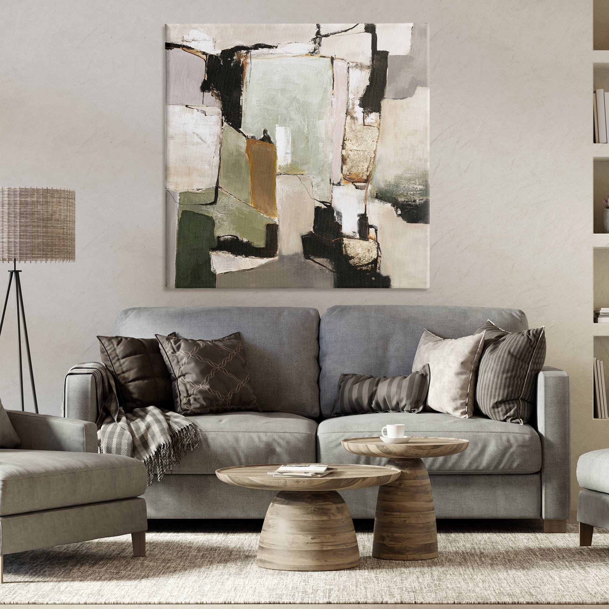 Stupell Industries Blocked Composition Details Abstract Painting Wrapped Canvas Art Print Wall Art, 36 x 36