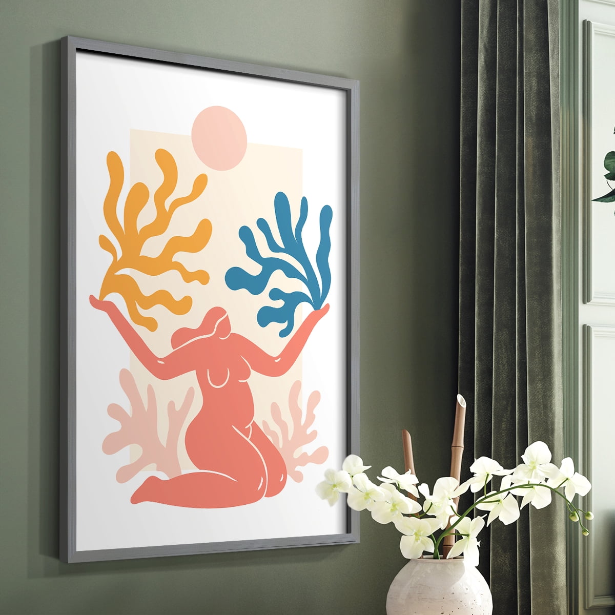 Matisse CDL in Gray Solid Wood Framed Print No Nail Hanging