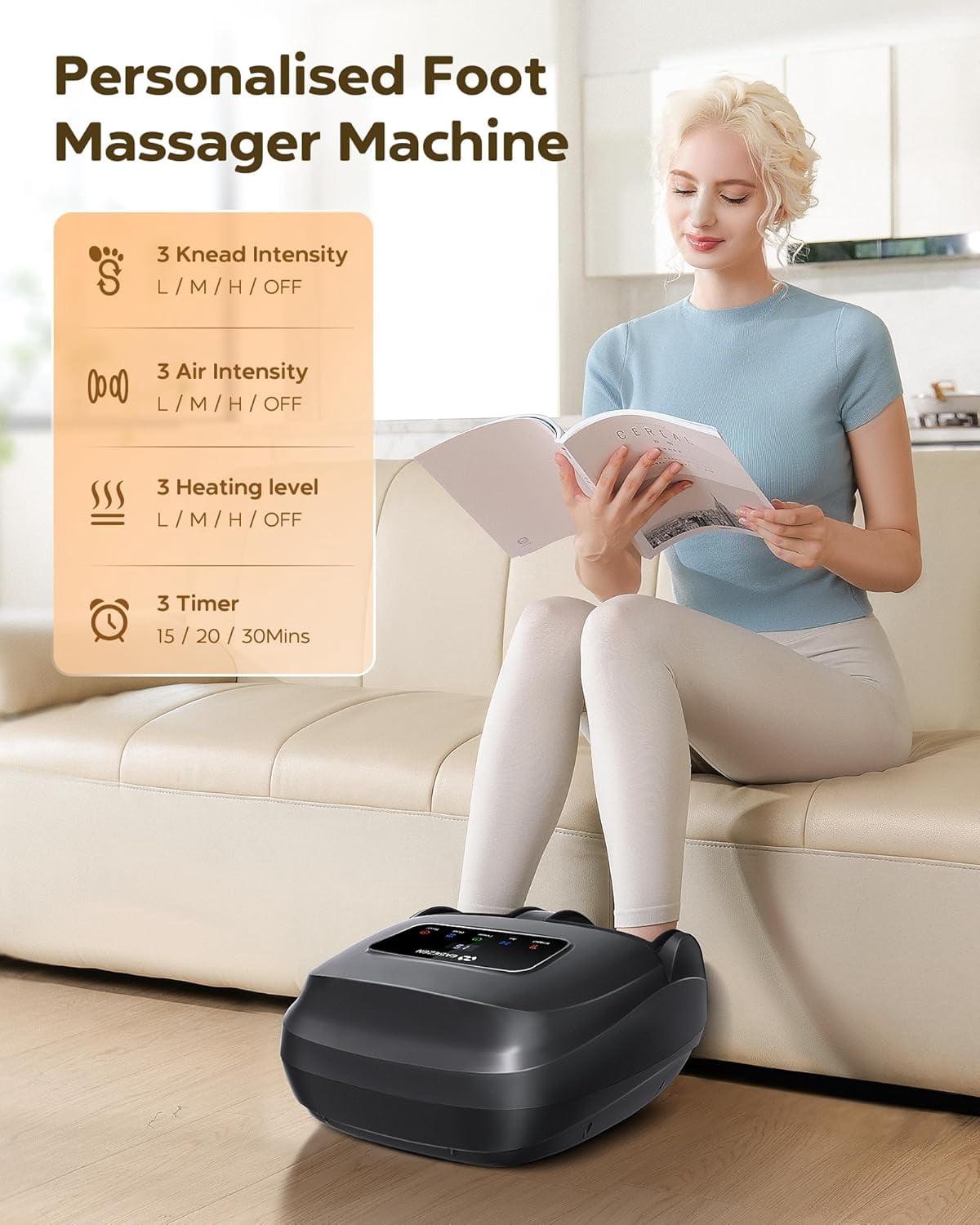 Heated Shiatsu Foot Massager with Remote Control, Full Foot Comfort, Gift for Women & Men, Size 14